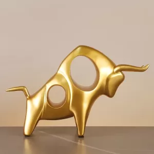 Figura Decorativa de Toro Dorado