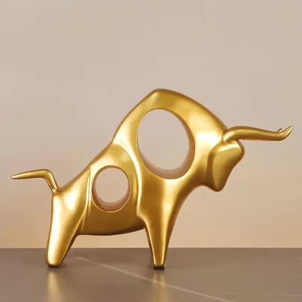 Figura Decorativa de Toro Dorado